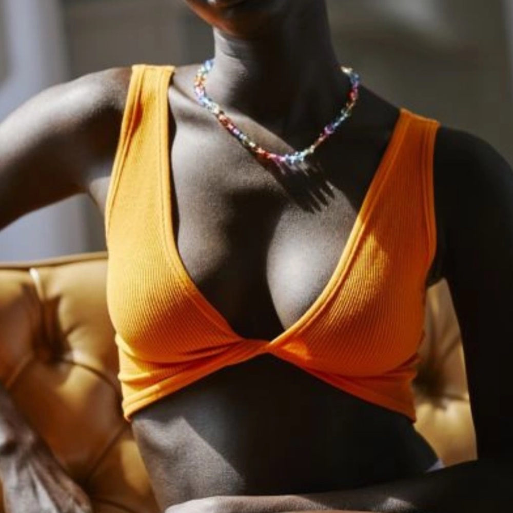Urban outfitters orange twist front top